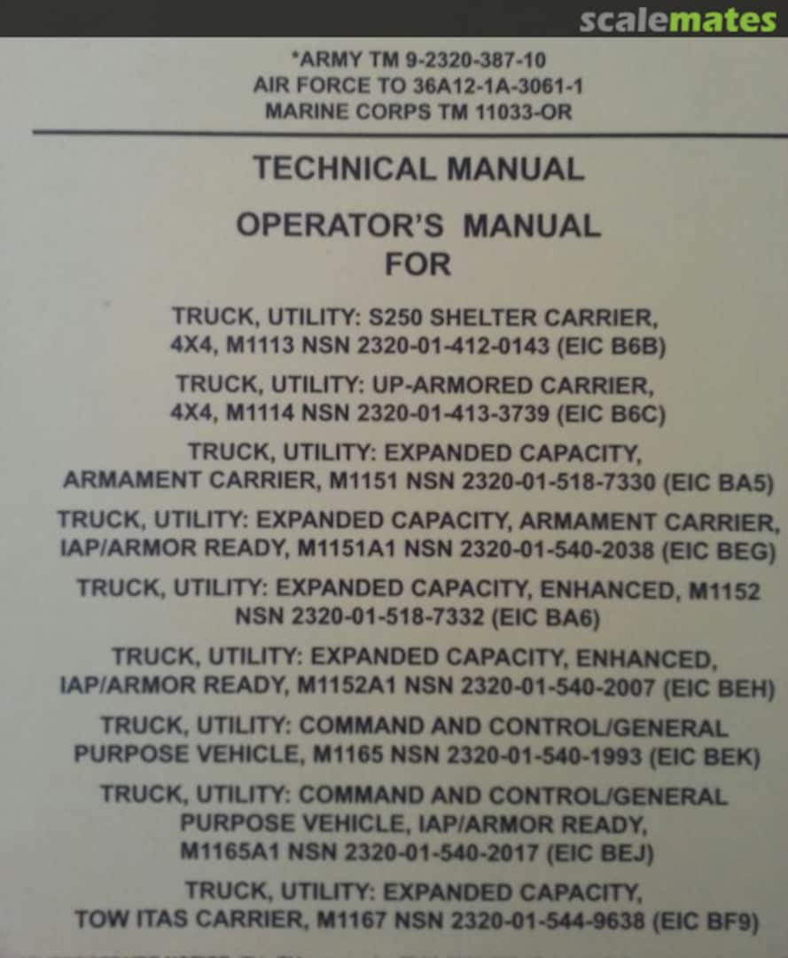 Cover TM 9-2320-387-10 JAN 2012 Truck, Utility: HMMWV Family  Unknown