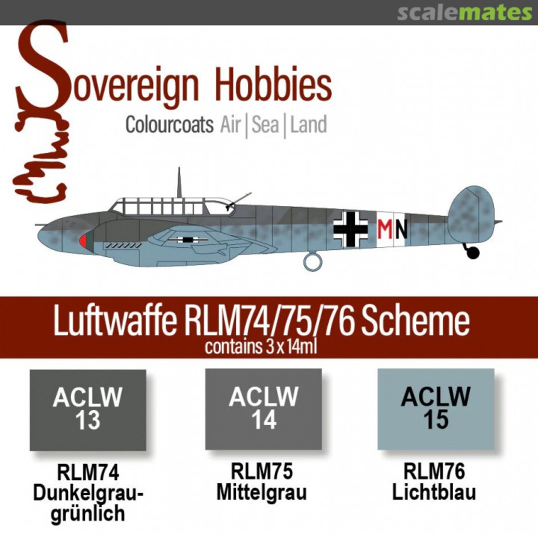Boxart Colourcoats Set Luftwaffe RLM74/75/76 Mid-war Scheme  Colourcoats (since 2014)