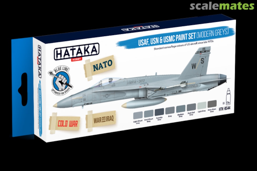 Boxart USAF, USN & USMC paint set (modern greys) HTK-BS44 Hataka Hobby Blue Line