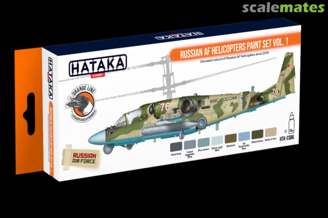 Boxart Russian AF Helicopters paint set vol. 1 HTK-CS86 Hataka Hobby Orange Line