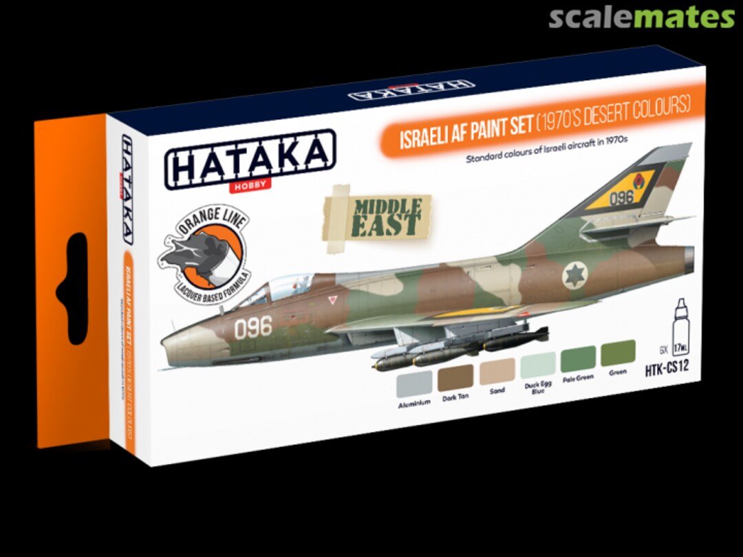 Boxart Israeli AF paint set (1970’s desert colours) HTK-CS12 Hataka Hobby Orange Line