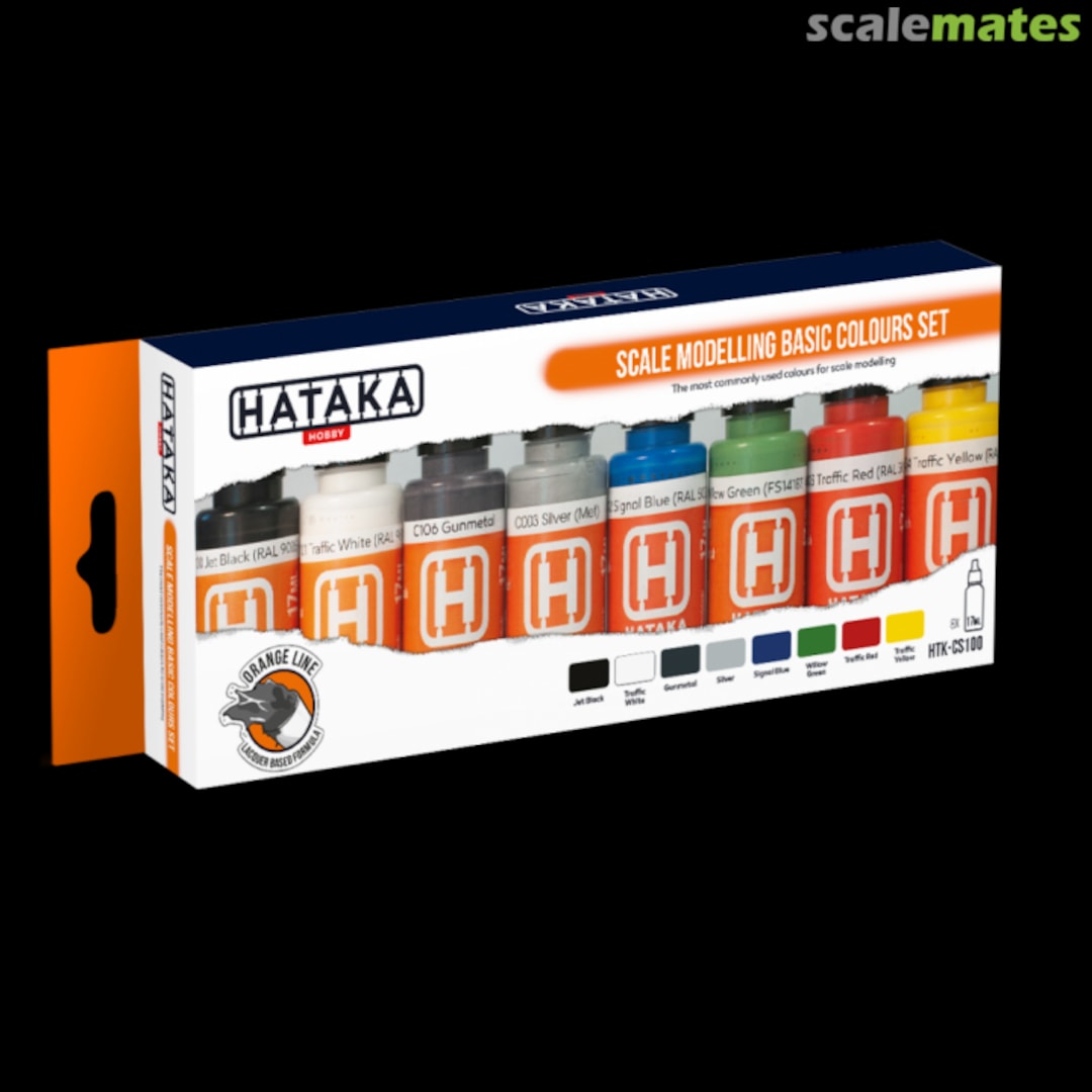 Boxart Scale modelling basic colours set HTK-CS100 Hataka Hobby Orange Line