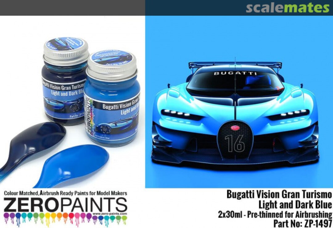 Bugatti Vision Gran Turismo - Light and Dark Blue , ZP-1497 Lacquer Matt |  Zero Paints | 2x 30ml