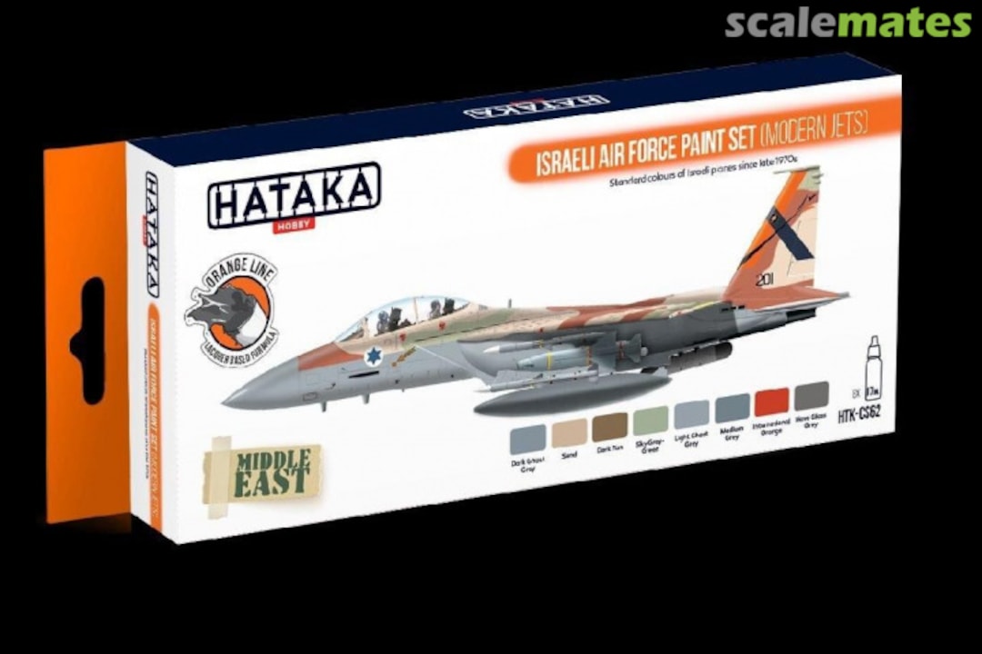 Boxart Israeli Air Force Paint Set (Modern Jets) HTK-CS62 Hataka Hobby Orange Line