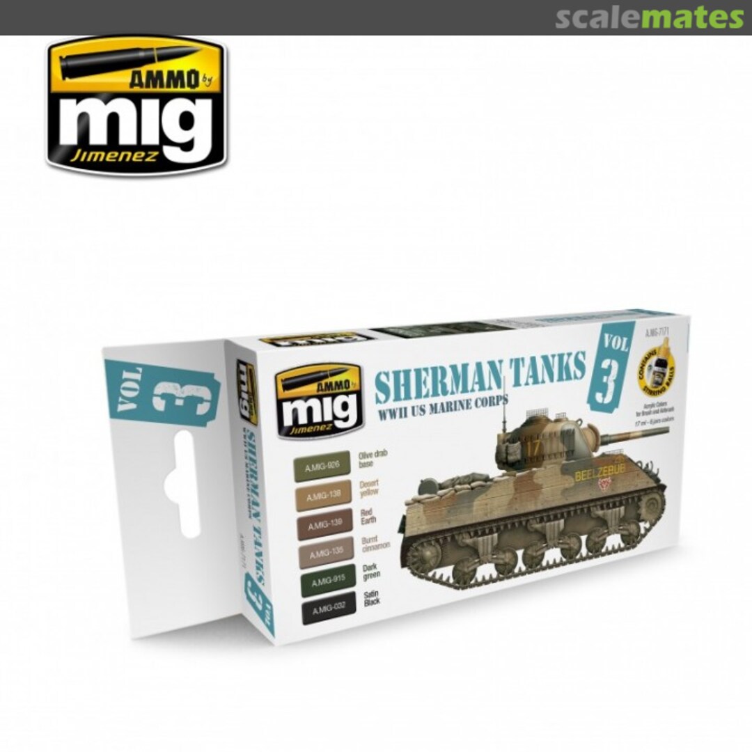 Boxart Set Sherman Tanks Vol. 3 (WWII US Marine CORPS)  Ammo by Mig Jimenez