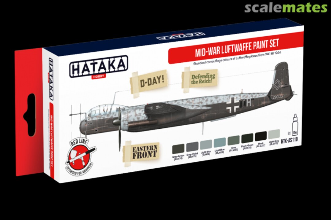 Boxart Mid-War Luftwaffe Paint Set (Red Line) HTK-AS110 Hataka Hobby Red Line