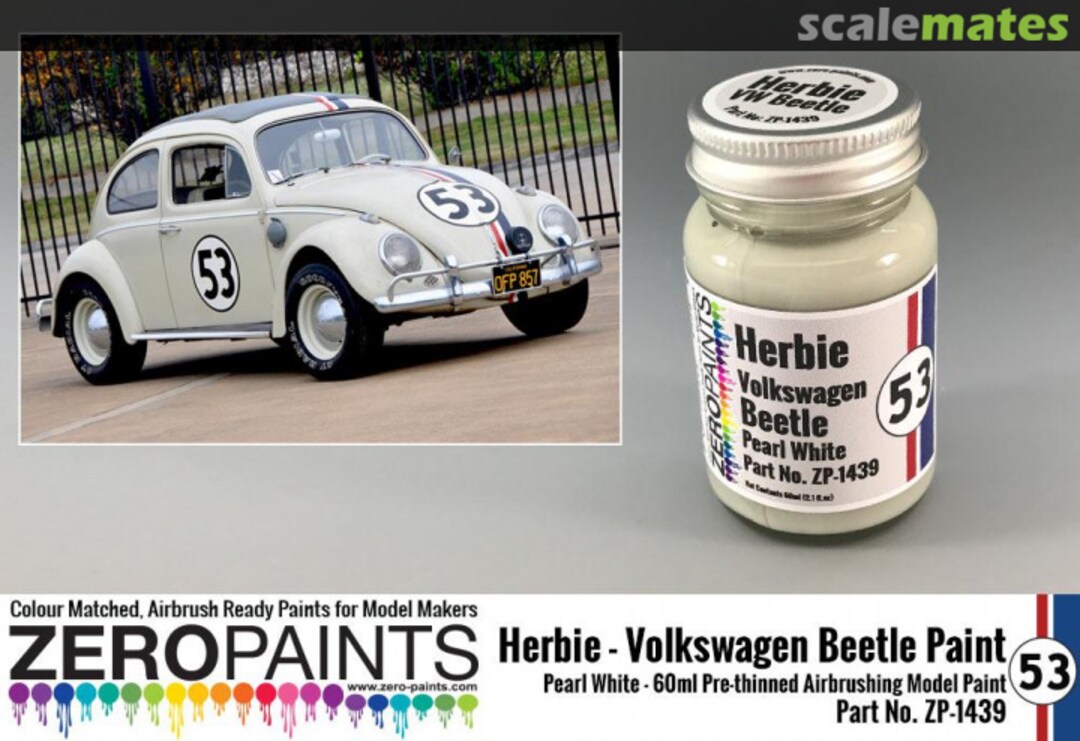 Boxart Herbie Volkswagen Beetle Pearl White ZP-1439 Zero Paints