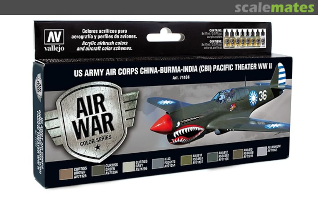 Boxart US Army Air Corps China-Burma-India (CBI) Pacific Theater WW 71.184 Vallejo Model Air