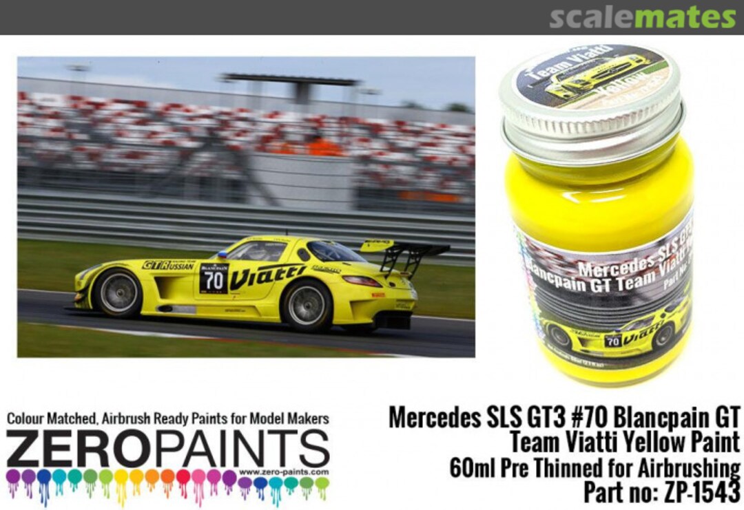 Boxart Mercedes SLS GT3 #70 Blancpain GT Team Viatti Yellow zp-1543 Zero Paints