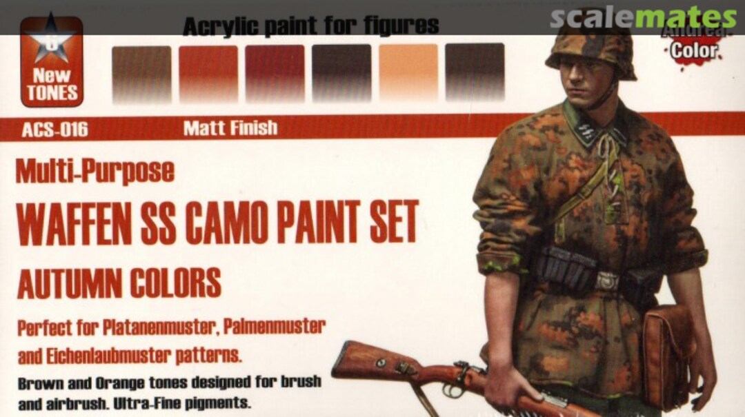 Boxart Waffen SS Camo Paint Set (Autumn Colors) (6x17ml) ACS-016 Andrea Color