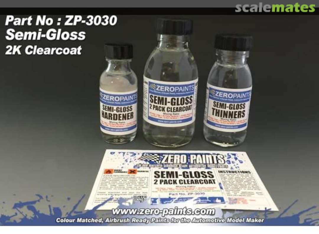 Boxart Semi-Gloss (Satin) 2 Pack Clearcoat 100ml (2K Urethane) ZP-3031 Zero Paints