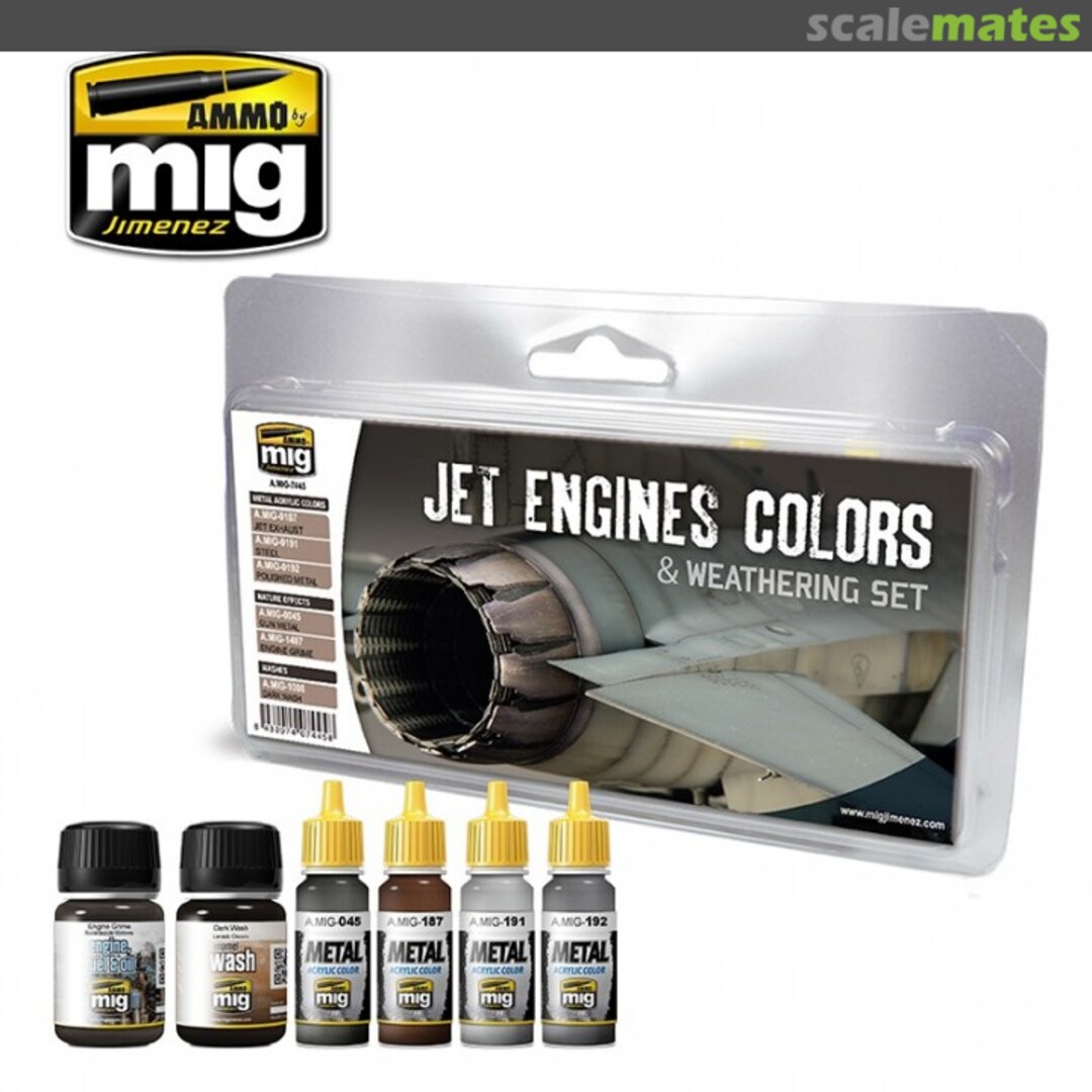 Boxart Jet Engines Colors & Weathering Set  Ammo by Mig Jimenez