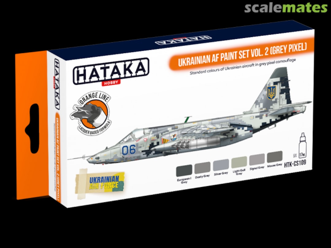 Boxart Ukrainian AF paint set vol. 2 (Grey Pixel) HTK-CS109 Hataka Hobby Orange Line
