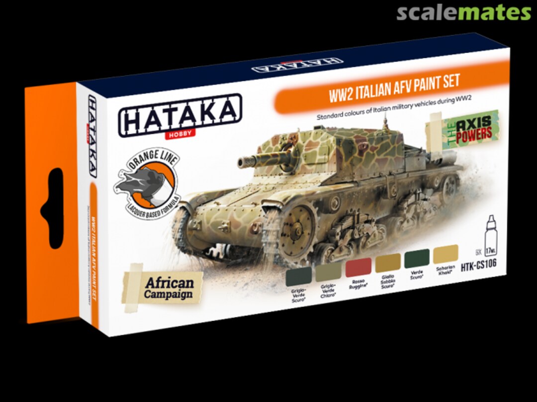 Boxart WW2 Italian AFV paint set HTK-CS106 Hataka Hobby Orange Line