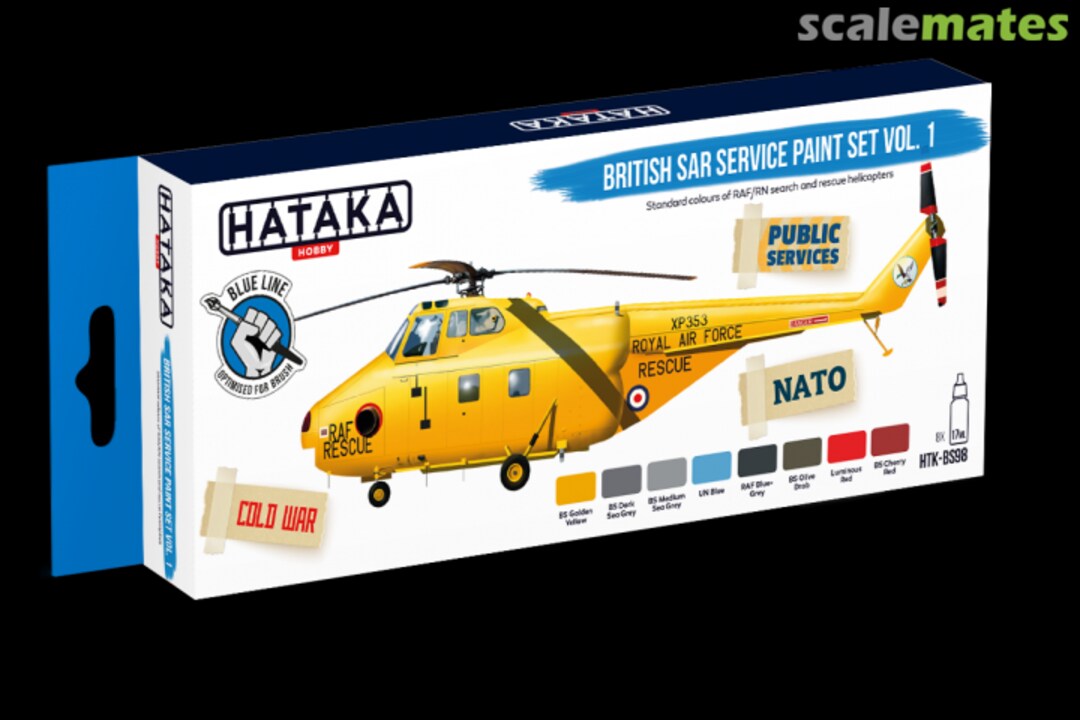 Boxart British SAR Service paint set vol. 1 HTK-BS98 Hataka Hobby Blue Line