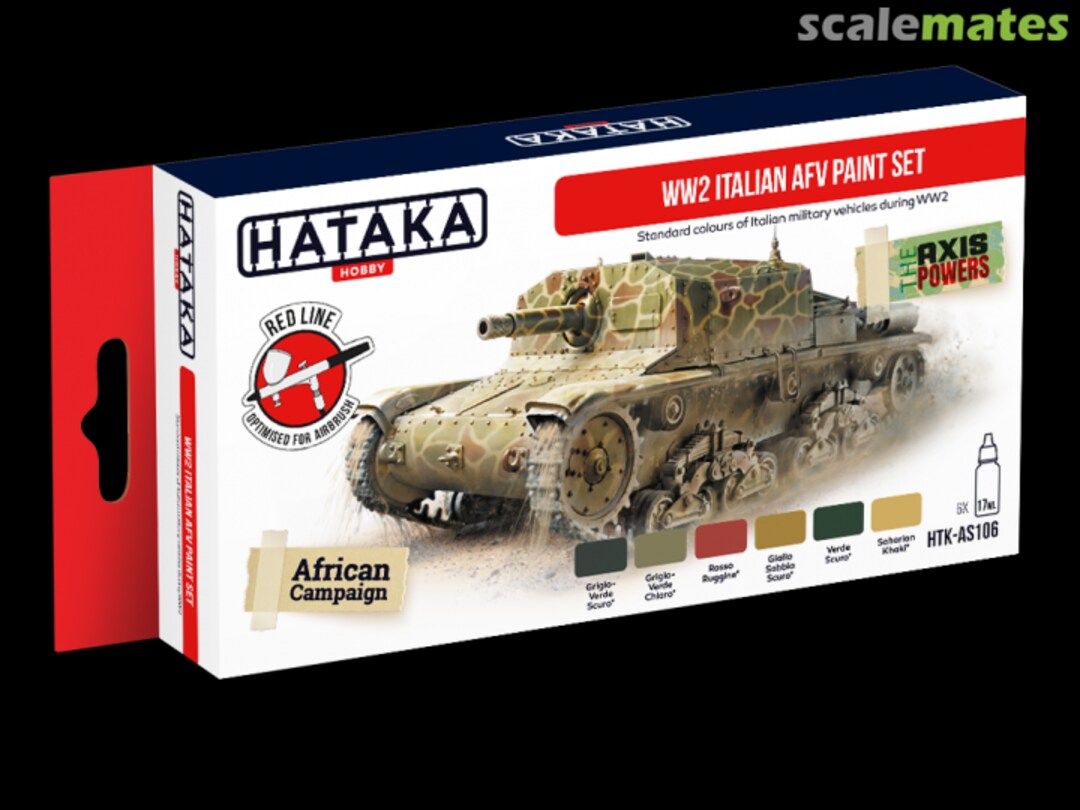 Boxart WW2 Italian AFV paint set HTK-AS106 Hataka Hobby Red Line