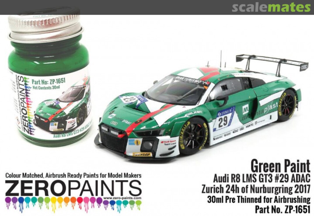 Boxart Audi R8 LMS GT3 #29 ADAC Zurich 24h of Nurburgring '17 Green  Zero Paints