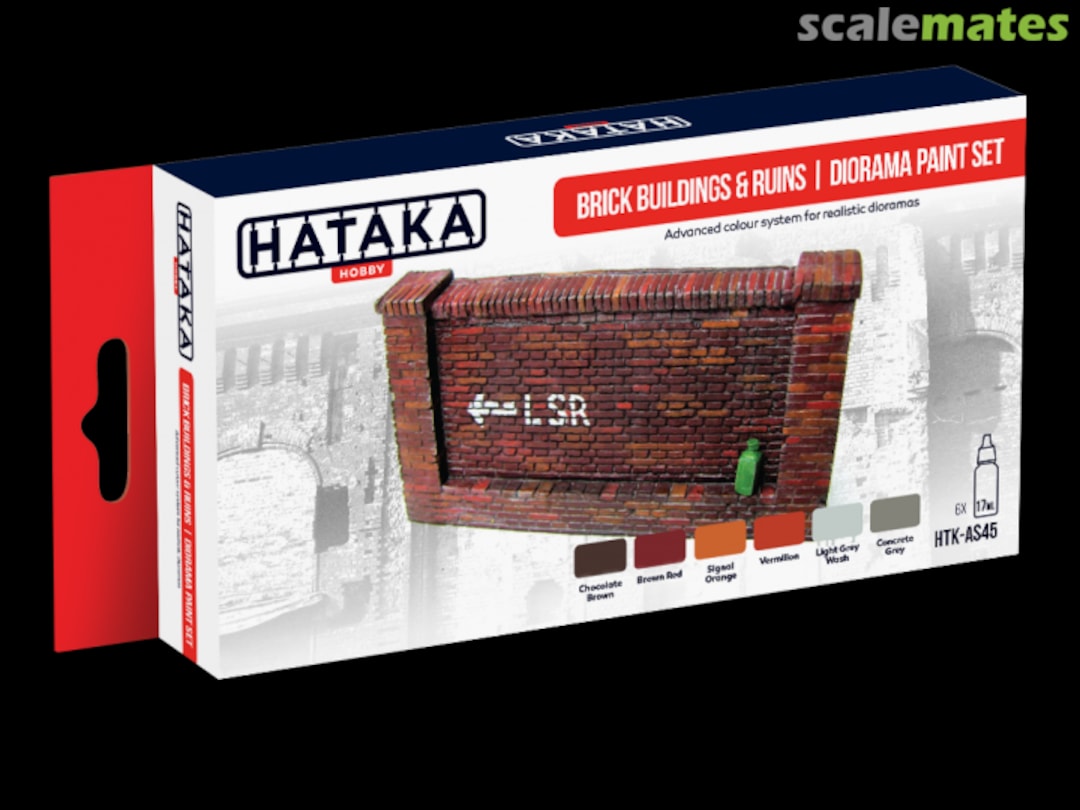 Boxart Brick buildings & ruins | diorama paint set HTK-AS45 Hataka Hobby Red Line