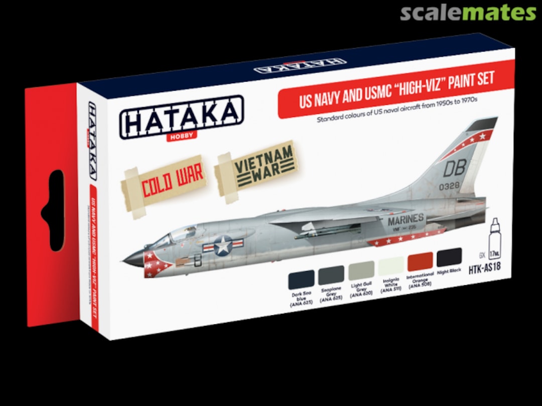 Boxart US Navy and USMC „high-viz” Paint Set HTK-AS18 Hataka Hobby Red Line