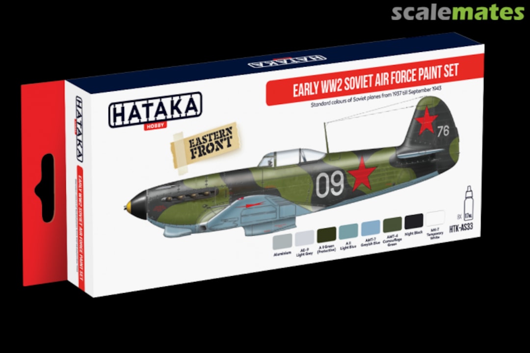 Boxart Early WW2 Soviet Air Force paint set HTK-AS33 Hataka Hobby Red Line