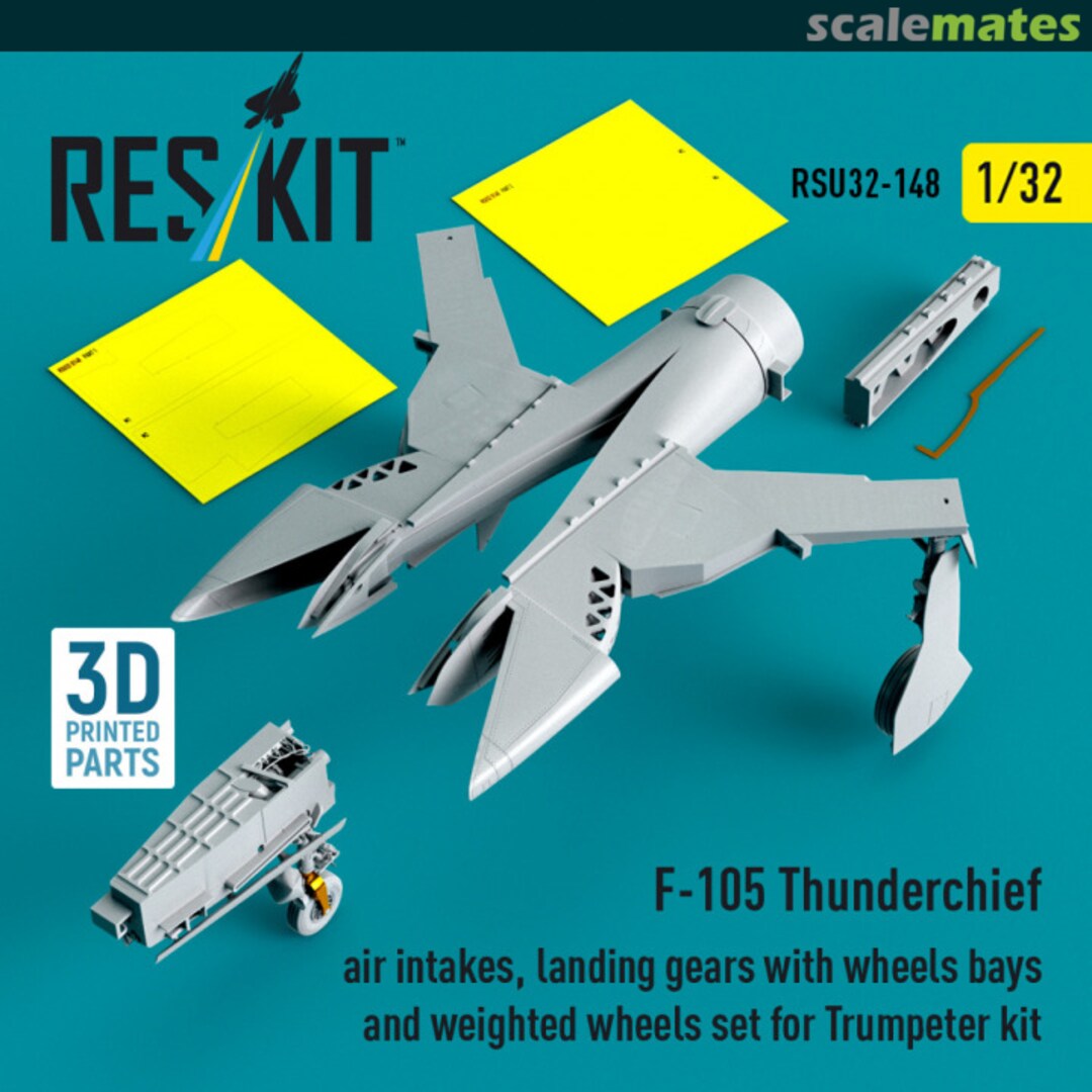 Boxart F-105 Thunderchief air intakes, landing gears with wheels bays and weighted wheels set RSU32-0148 ResKit