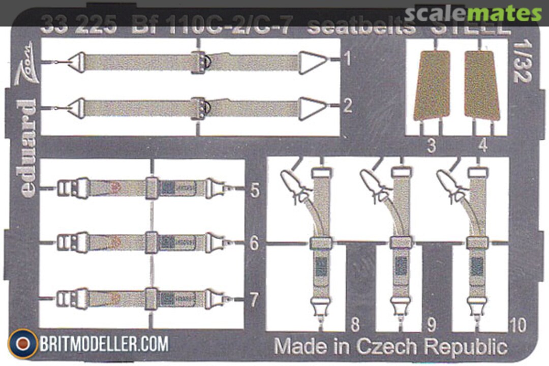 Boxart Bf 110C-2/C-7 seatbelts STEEL 33225 Eduard Boxart Bf 110C-2/C-7 seatbelts STEEL 33225 Eduard