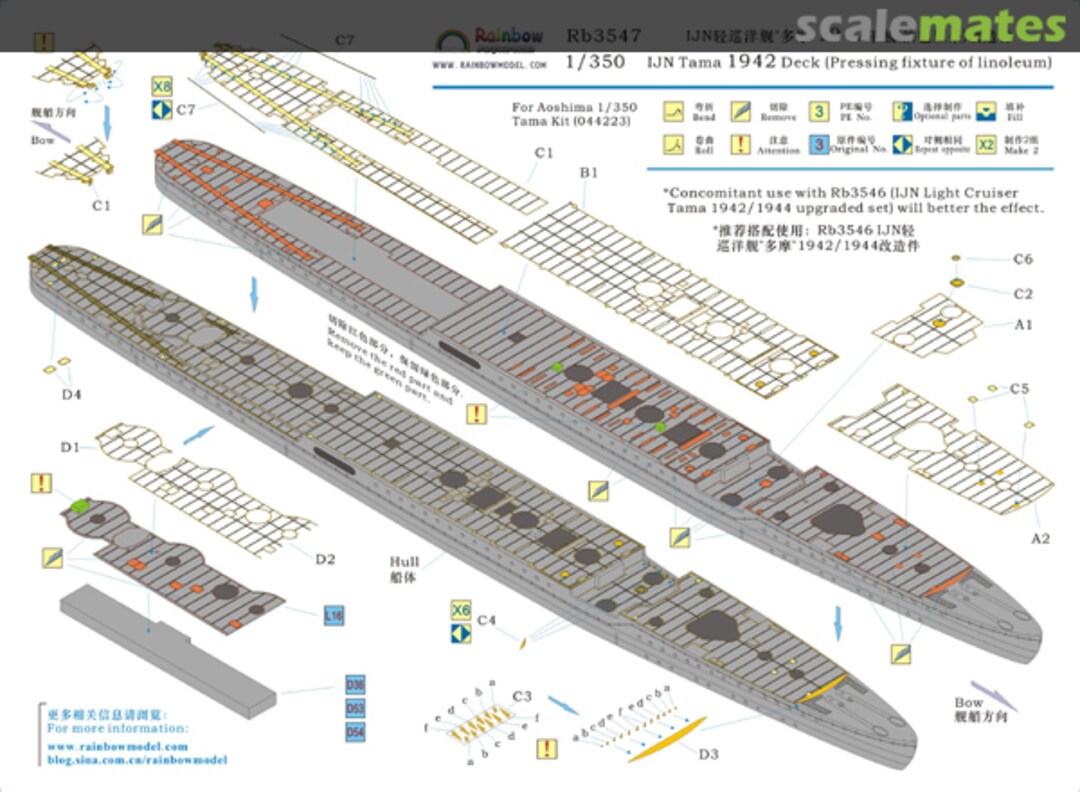 Boxart IJN Tama 1942 Deck (Pressing fixture of linoleum) Upgrade Set Rb3547 Rainbow