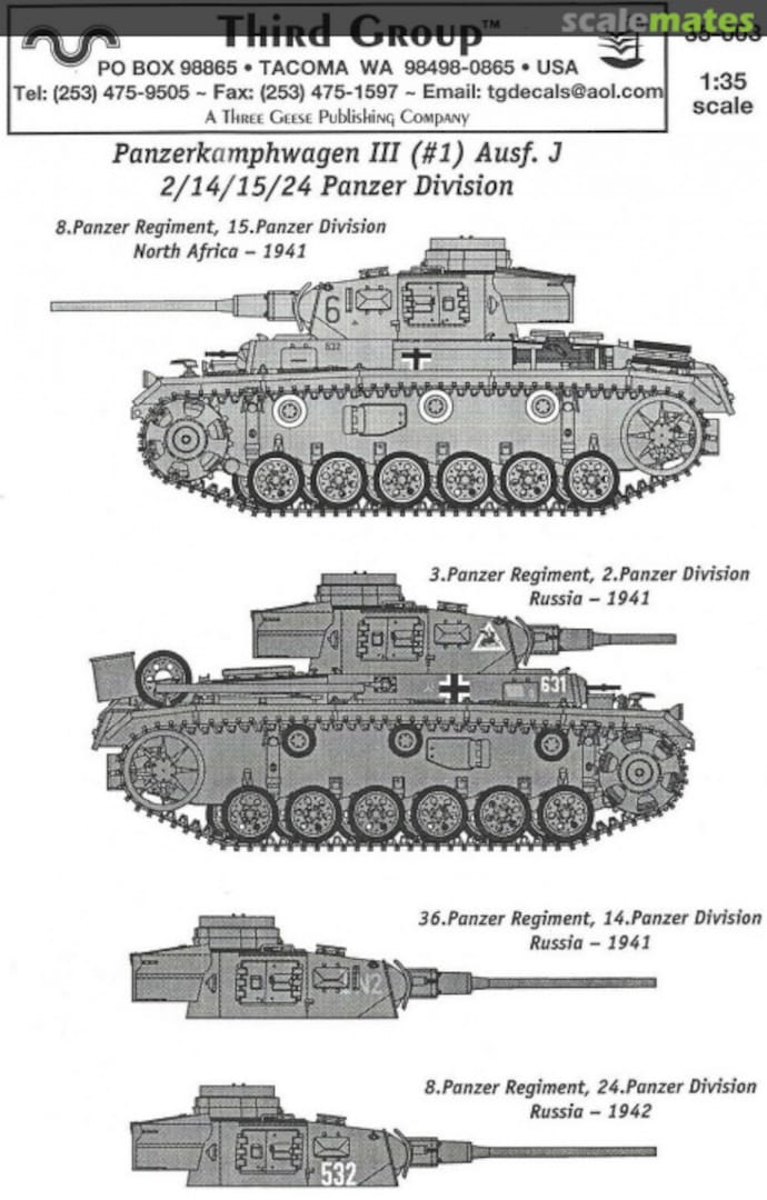 Boxart Panzerkampfwagen III (#1) Ausf. J 35-003 Third Group Decals Boxart Panzerkampfwagen III (#1) Ausf. J 35-003 Third Group Decals