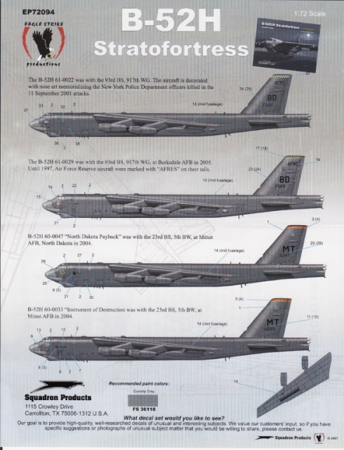 Caracal Decals 1//72 BOEING B-52 STRATOFORTRESS Strategic Air Command Part 1
