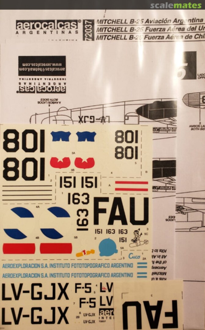 Boxart MITCHEL B-25 Aviación Argentina FAU FAC 72037 Aerocalcas Argentinas