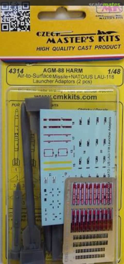 Boxart AGM-88 HARM Air-to-Surface Missile + NATO / US LAU-118 Launcher Adaptors 4314 CMK Boxart AGM-88 HARM Air-to-Surface Missile + NATO / US LAU-118 Launcher Adaptors 4314 CMK