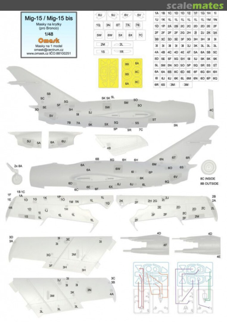 Boxart Mig-15/Mig-15 bis masky na krytky (pro Bronco) 14004 Omask Boxart Mig-15/Mig-15 bis masky na krytky (pro Bronco) 14004 Omask