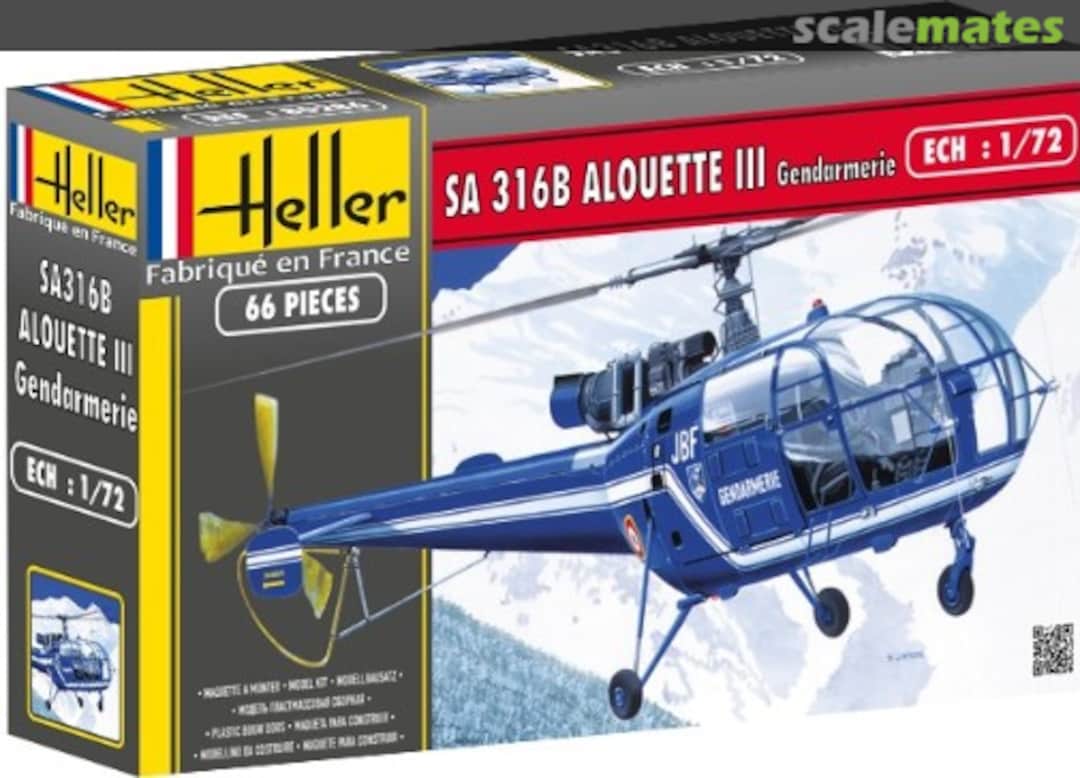 Boxart SA316 Alouette III Gendarmerie 80286 Heller Boxart SA316 Alouette III Gendarmerie 80286 Heller