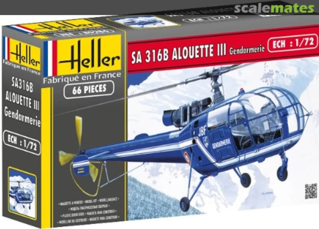 Boxart SA316 Alouette III Gendarmerie 80286 Heller