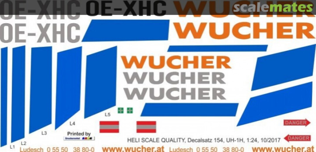 Boxart UH-1H - Wucher Helicopter - OE-XHC Decal 154 Heli Scale Quality Boxart UH-1H - Wucher Helicopter - OE-XHC Decal 154 Heli Scale Quality