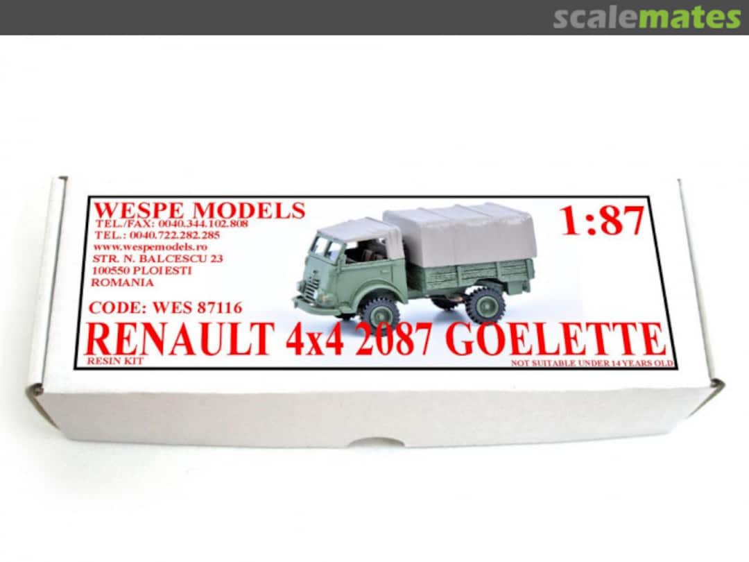 Boxart Renault 4x4 2087 Goelette Plane / Pritsche WES 87116 Wespe Models