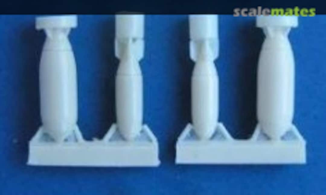 1:72 RAF WW 2 Weapons set part.1 bombs 25lb, 250lb, 500lb, 50lbMC, 1000lbMC. (Pavla Models U72-63)