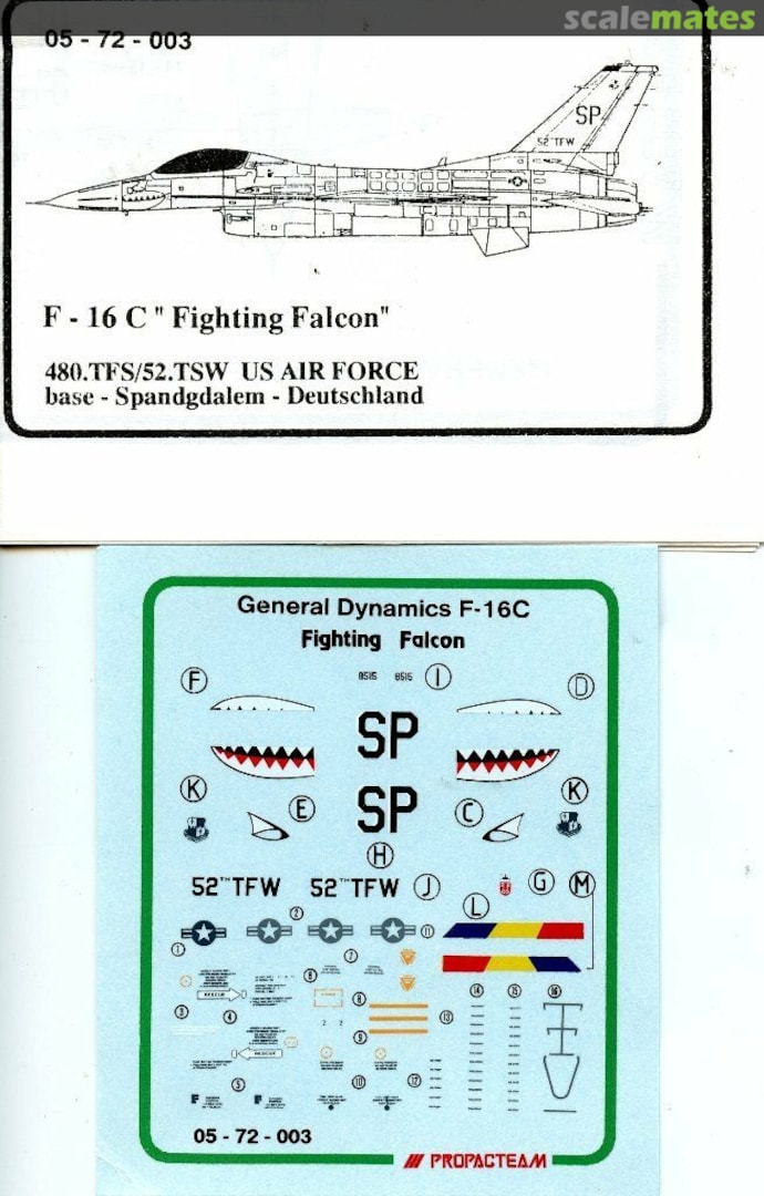 Boxart F-16 C "Fighting Falcon" 05-72-003 Propagteam