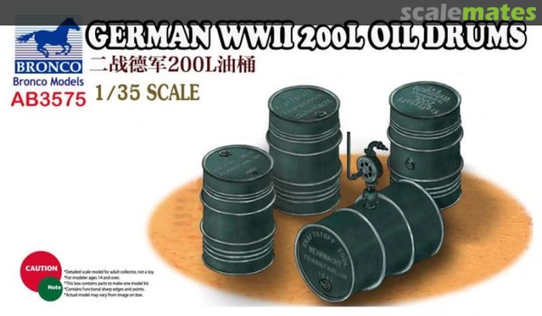 Boxart German WWII 200L Oil Drums AB3575 Bronco Boxart German WWII 200L Oil Drums AB3575 Bronco