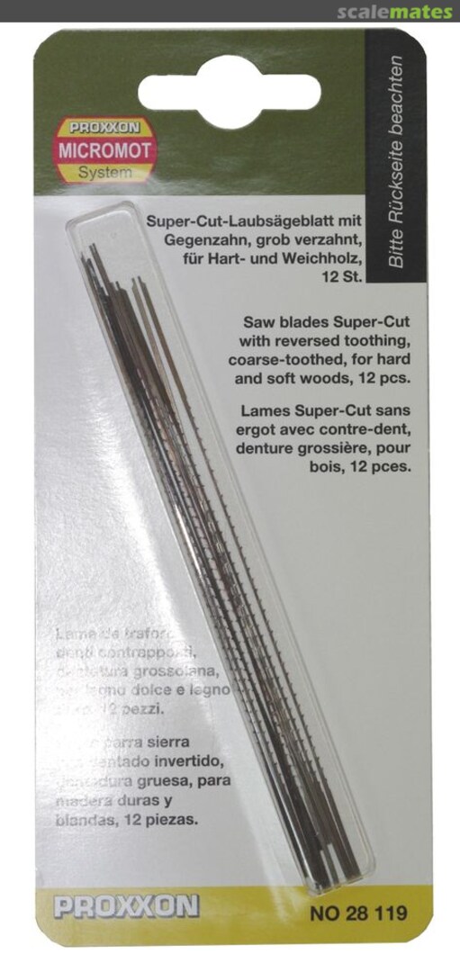 Boxart Saw blades Super-Cut with reversed toothing, coarse toothed, for hard and soft woods, 12pcs. 28 119 Proxxon