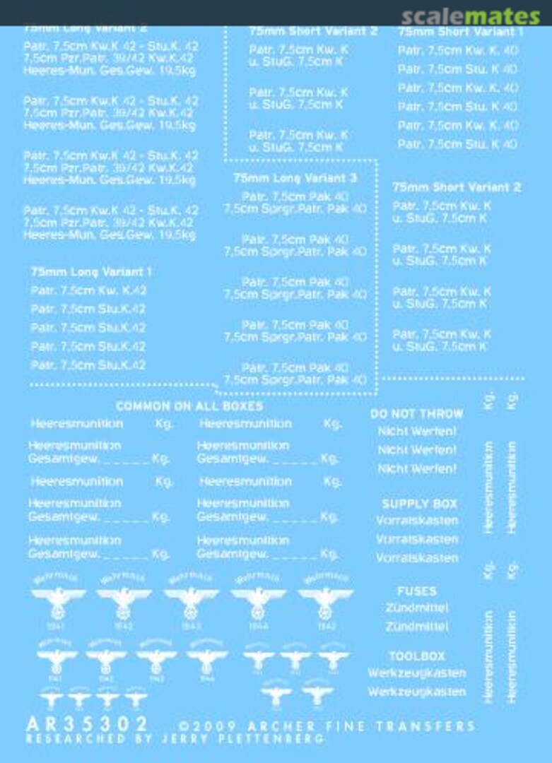 Boxart German WWII Ammo Box Stencils (white) AR35302W Archer