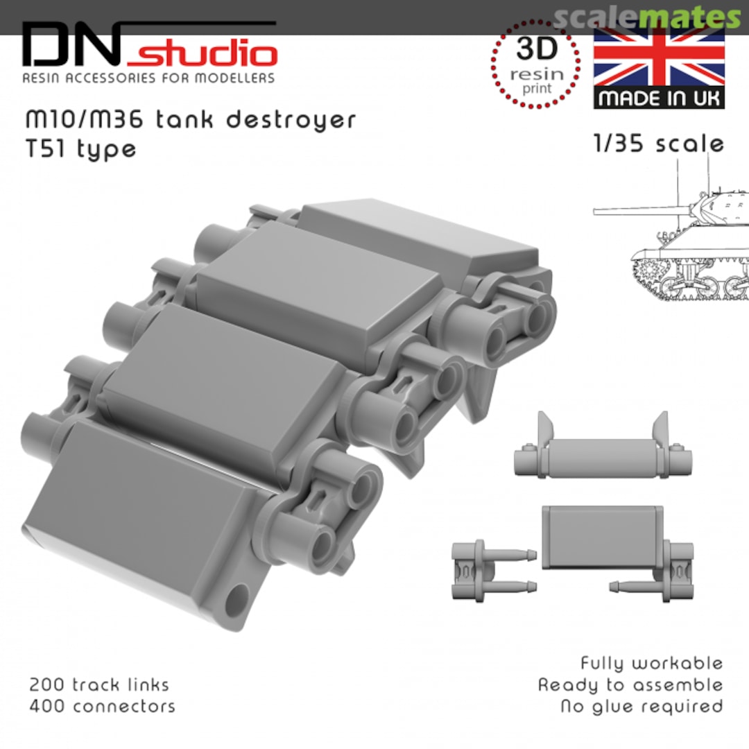 Boxart M10 Tank Destroyer tracks T51 type DN028R DN Studio