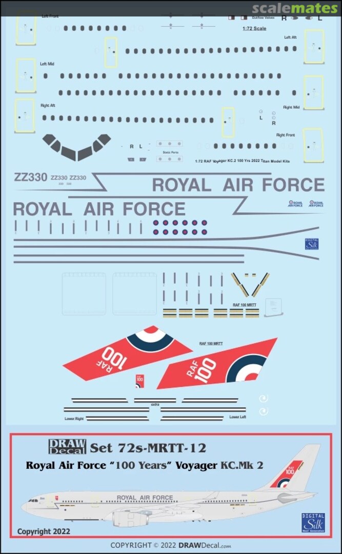 Boxart Royal Air Force “100 Years” Voyager KC.Mk 2 72s-MRTT-12 Draw Decal