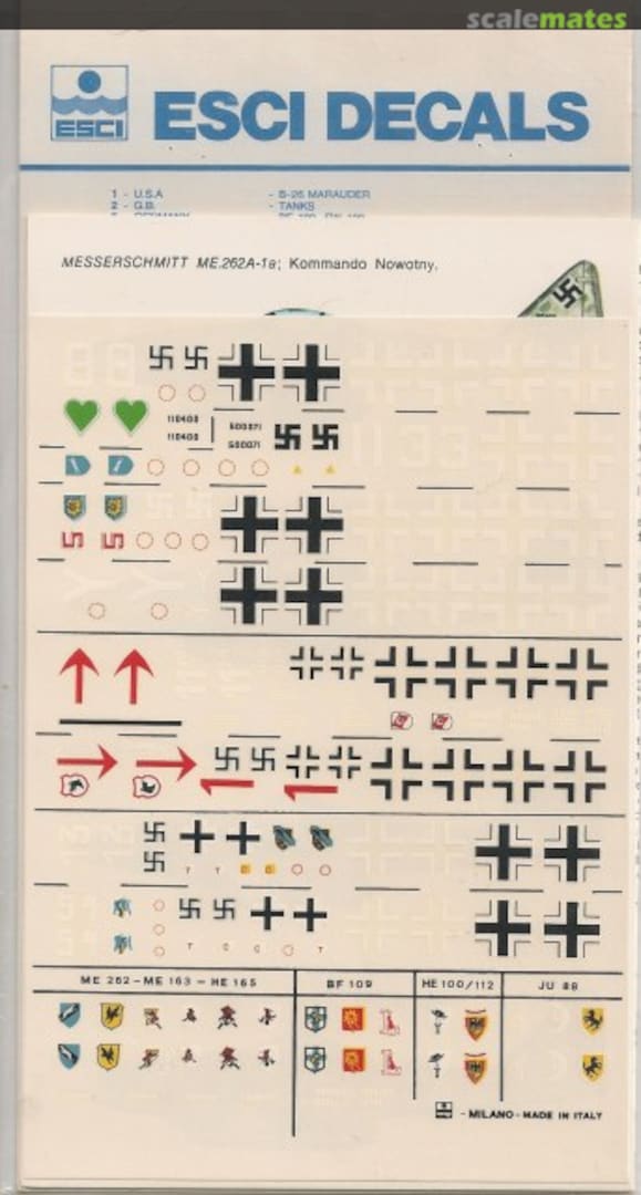 Boxart Me 163 Komet, Me 262A & He 162 Salamander 43 ESCI Boxart Me 163 Komet, Me 262A & He 162 Salamander 43 ESCI