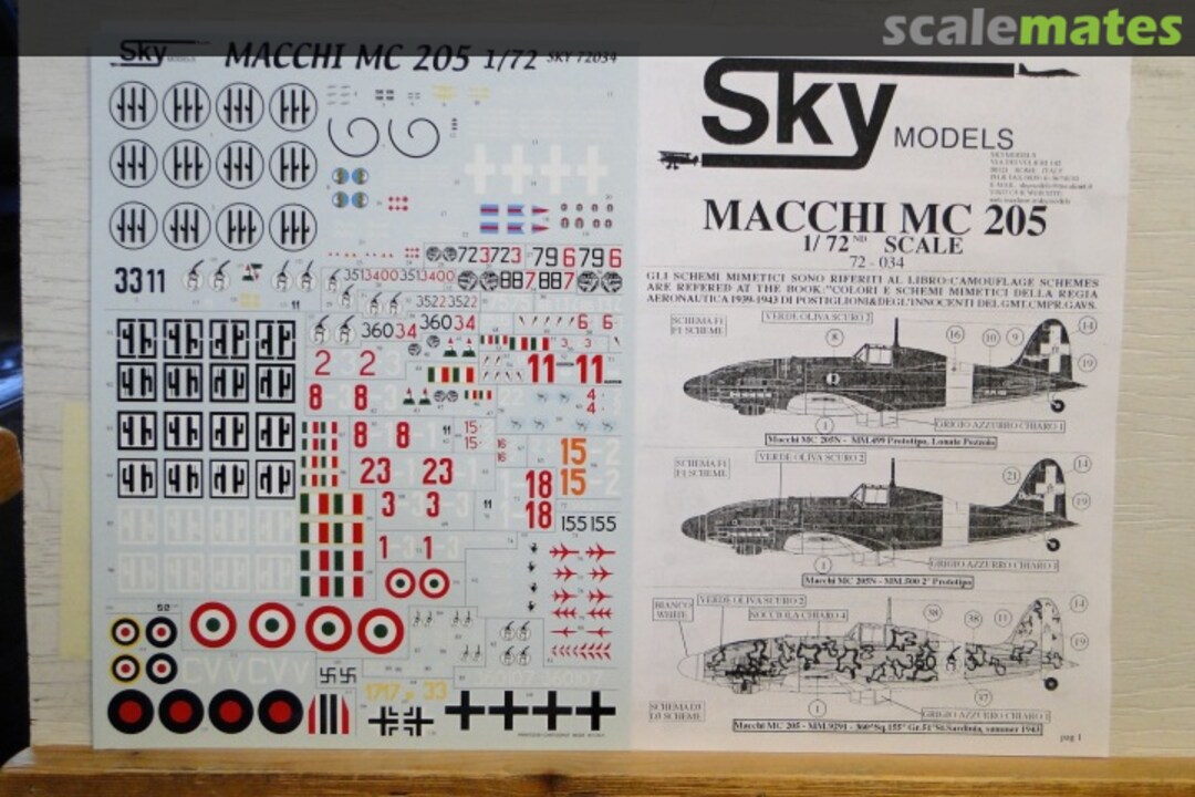 Boxart Macchi MC 205 72-034 Sky Models Boxart Macchi MC 205 72-034 Sky Models
