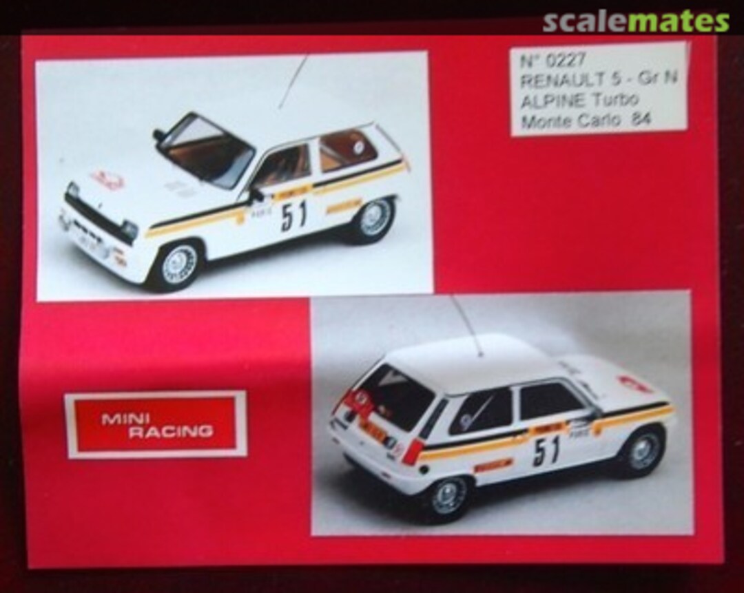 Boxart Renault 5 Alpine Turbo Gr. N 227 Mini Racing Boxart Renault 5 Alpine Turbo Gr. N 227 Mini Racing