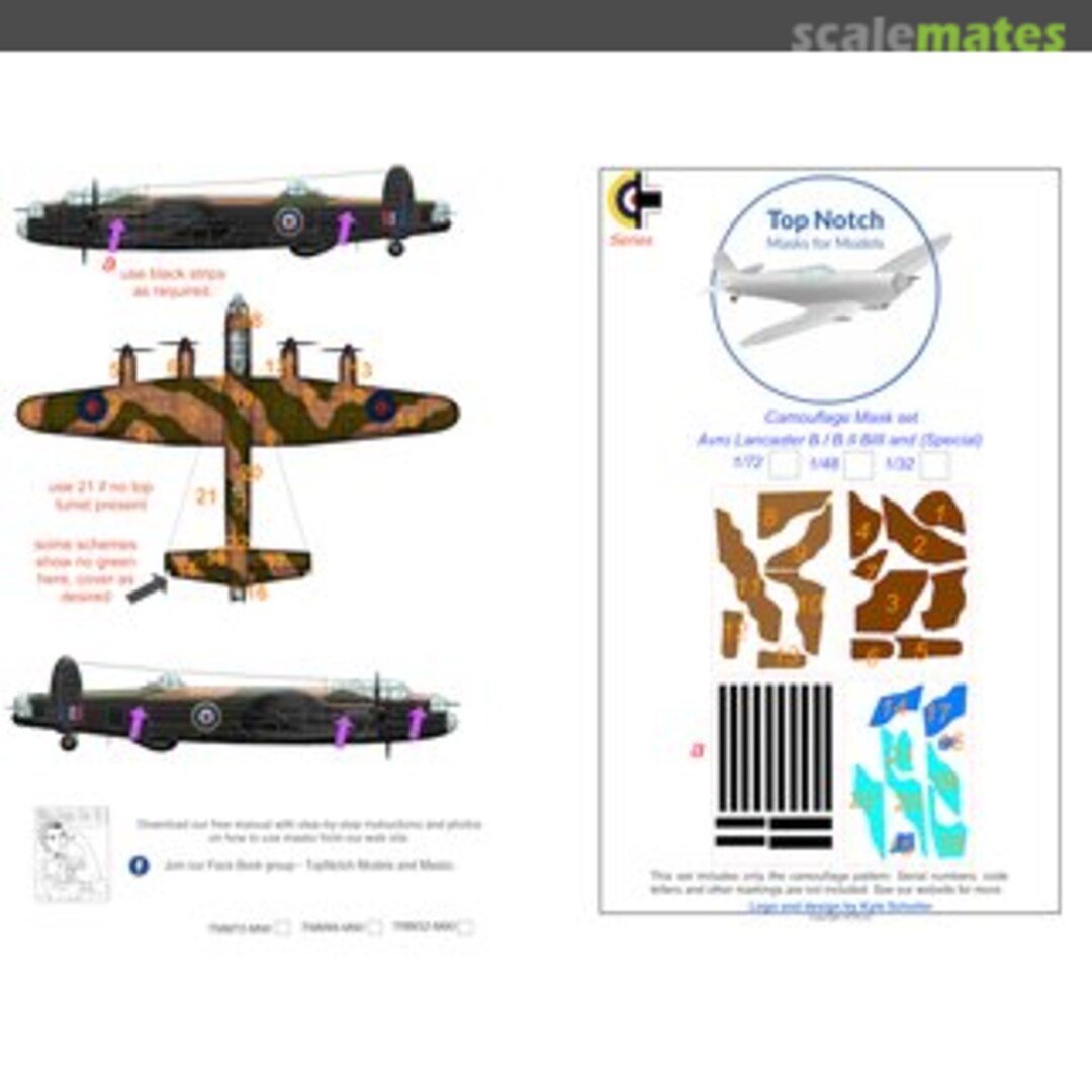Boxart Avro Lancaster B.I/III camouflage pattern paint mask TNM32-M090 TopNotch Boxart Avro Lancaster B.I/III camouflage pattern paint mask TNM32-M090 TopNotch