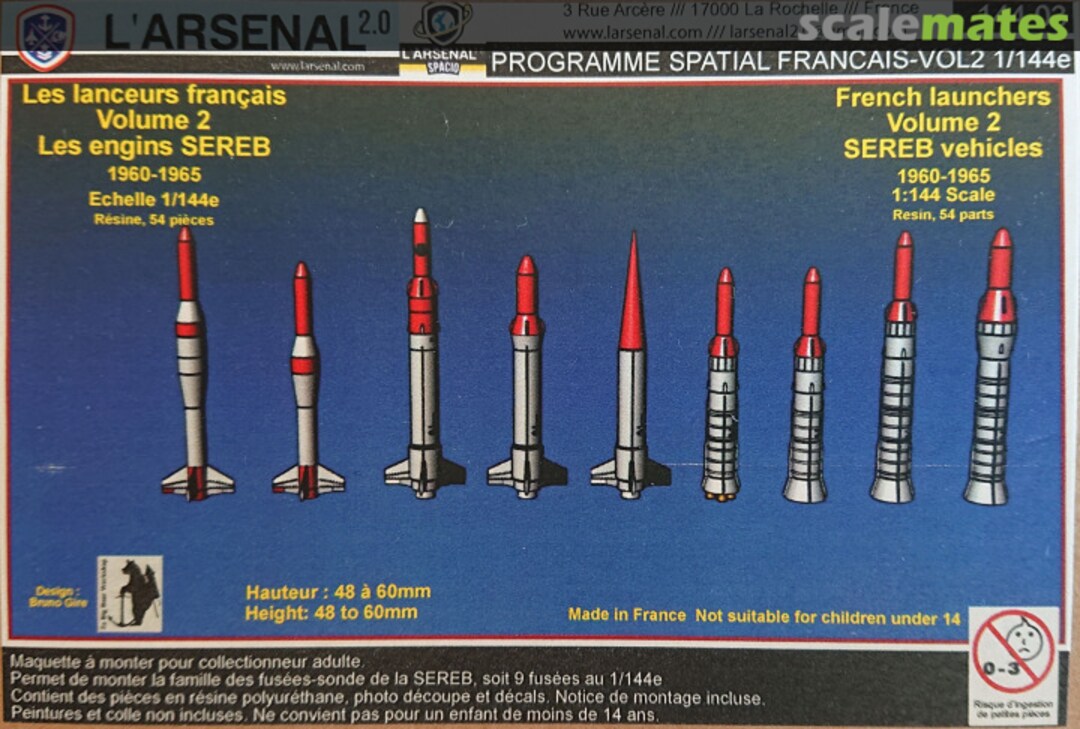 Boxart French launchers Volume 2: SEREB early vehicles 144 03 L'Arsenal Boxart French launchers Volume 2: SEREB early vehicles 144 03 L'Arsenal