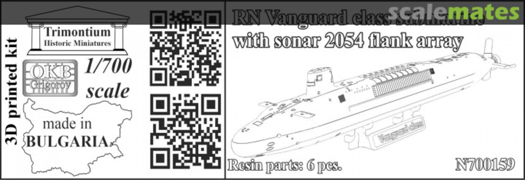 Boxart RN Vanguard class submarine with sonar 2054 flank array N700159 OKB Grigorov