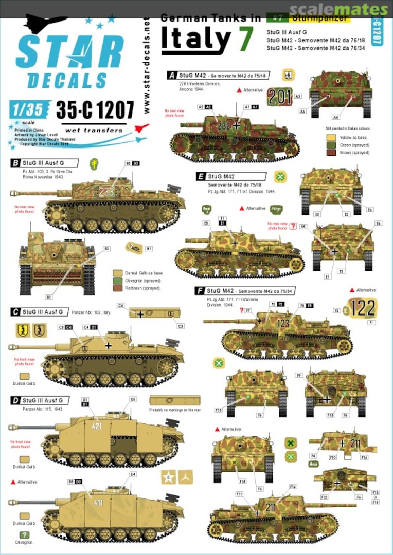 Boxart German tanks in Italy # 7. Sturmpanzer 35-C1207 Star Decals